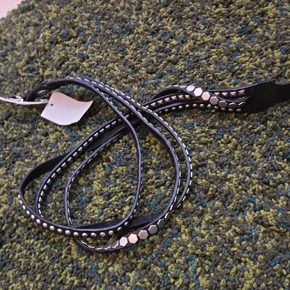 Studded Black Leather Wrap Belt - Women Accessories